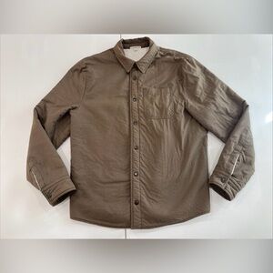 SOLD James Perse Sherpa Shirt Jacket Olive Brown Button Up Pocket Men’s Sz 3 L